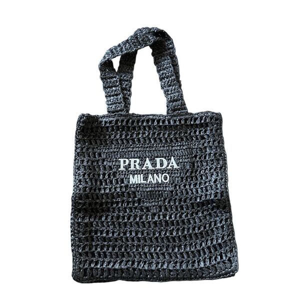 Brand New Prada Black Raffia Tote Bag - Picture 1 of 6